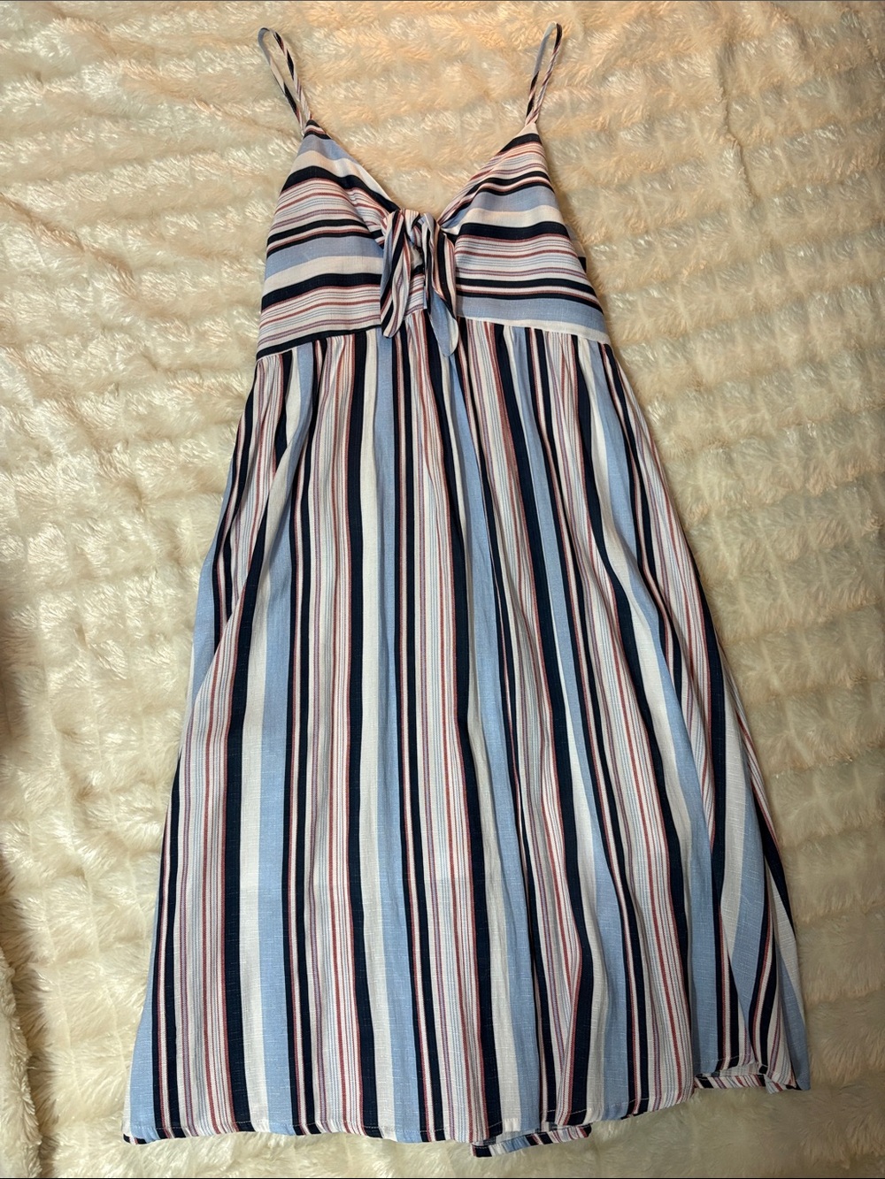Small She + Sky Striped Blue & Pink Tie-Front Dress